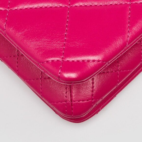 Chanel Fuchsia Quilted Lambskin Leather On and On Small Chain Flap Bag - Picture 10 of 10